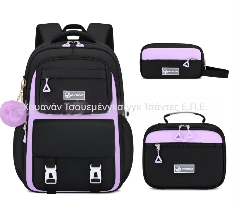 Τριπλό σετ σχολικών σακιδίων για μαθήτριες γυμνασίου — Oxford ύφασμα, αναπνεόμενο, αδιάβροχο, ανθεκτικό, αντικλοπής, μοντέλο 25106, anime σχέδιο, ιμάντες αεροσφυξ, επένδυση πολυεστέρας, Άνοιξη 2025.
