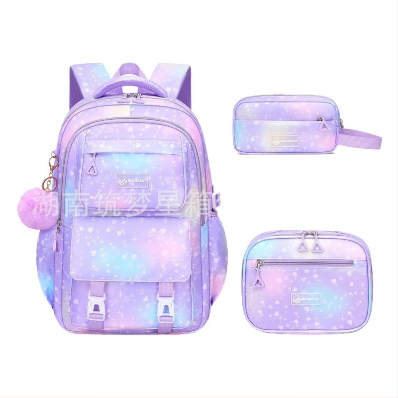 Τριπλό σετ σχολικών σακιδίων για μαθήτριες γυμνασίου — Oxford ύφασμα, αναπνεόμενο, αδιάβροχο, ανθεκτικό, αντικλοπής, μοντέλο 25106, anime σχέδιο, ιμάντες αεροσφυξ, επένδυση πολυεστέρας, Άνοιξη 2025.