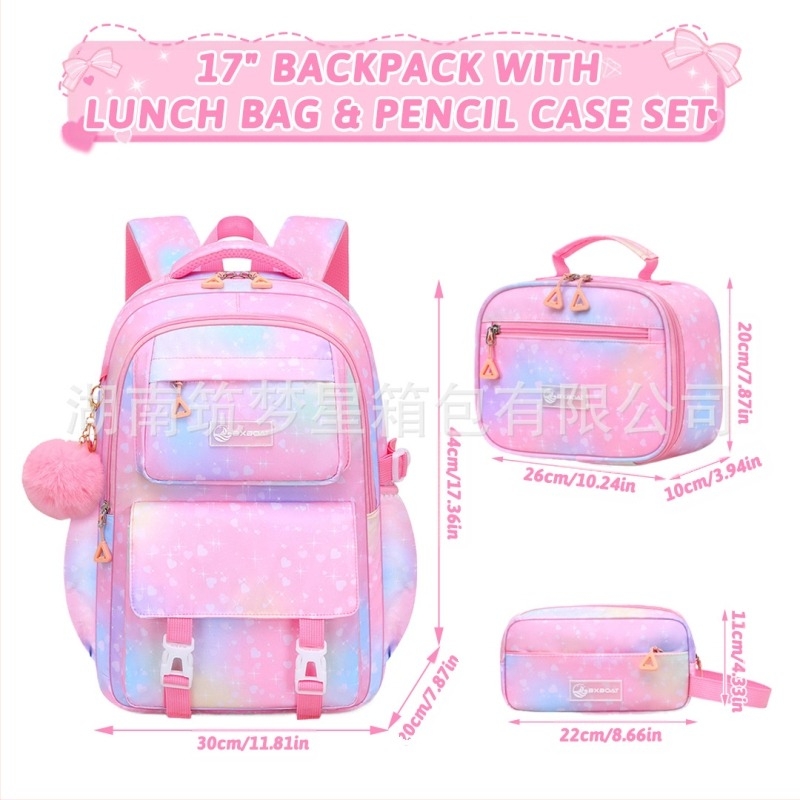 Τριπλό σετ σχολικών σακιδίων για μαθήτριες γυμνασίου — Oxford ύφασμα, αναπνεόμενο, αδιάβροχο, ανθεκτικό, αντικλοπής, μοντέλο 25106, anime σχέδιο, ιμάντες αεροσφυξ, επένδυση πολυεστέρας, Άνοιξη 2025.