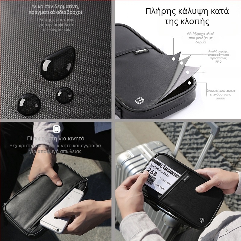 Θήκη διαβατηρίου με RFID προστασία από Shengyang Bags, αδιάβροχο νάιλον, υπερ-ελαφριά, επεκτειόμενη, μεγάλη χωρητικότητα αποθήκευσης