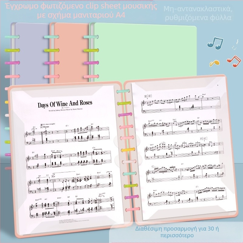 Φάκελος παρτιτούρες Α4 από πλαστικό με κλιπ, επαναγράψιμος, μη ανακλαστικός, για παρτιτούρες πιάνου, 40 σελίδες, δυνατότητα εκτύπωσης λογοτύπου