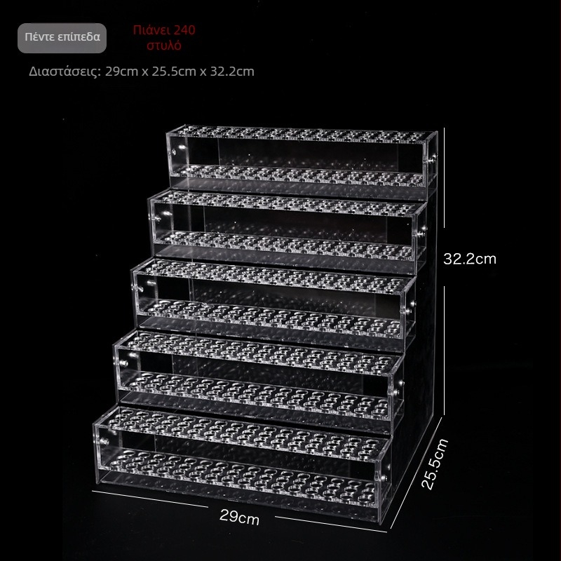 Ακρυλικό ράφι προβολής αξεσουάρ μαλλιών με πολυεπίπεδο δέκτη – πλαστική κατασκευή; 1–4 επίπεδα; οπές 48/96/144/192