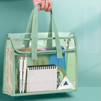 Τσάντα PVC εγγράφων με κούμπωμα snap-on και κεκλιμένο σχήμα, παχιά κατασκευή, διαφανής και ανθεκτική για φοιτητικά έγγραφα και μαθήματα