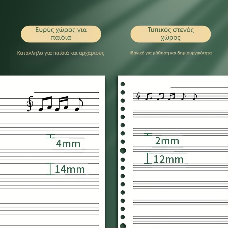 Sijin Παρτιτούρα πέντε γραμμών με αποσπώμενα φύλλα, Μοντέλο A5/B5, Χαρτί Lin Dao, 60 φύλλα, 26 οπές