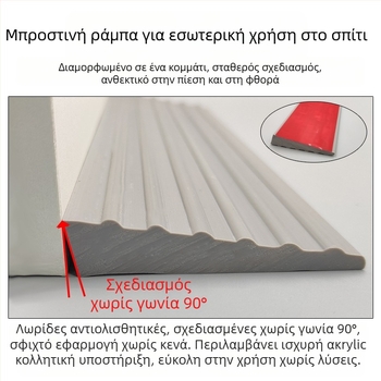 PVC μαλακό αυτοκόλλητο κεκλιμένο στρώμα για ρομποτικούς καθαριστές, λωρίδες κατωφλίου εσωτερικών θυρών, αδιάβροχο, αντιολισθητικό, φθορών-ανθεκτικό, 25 mm πάχος