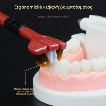 Brush Cool οδοντόβουρτσα με τρεις όψεις για ενήλικες, μοντέλο 995, χειροκίνητη, σετ 5 τεμάχια, ξύστρα γλώσσας