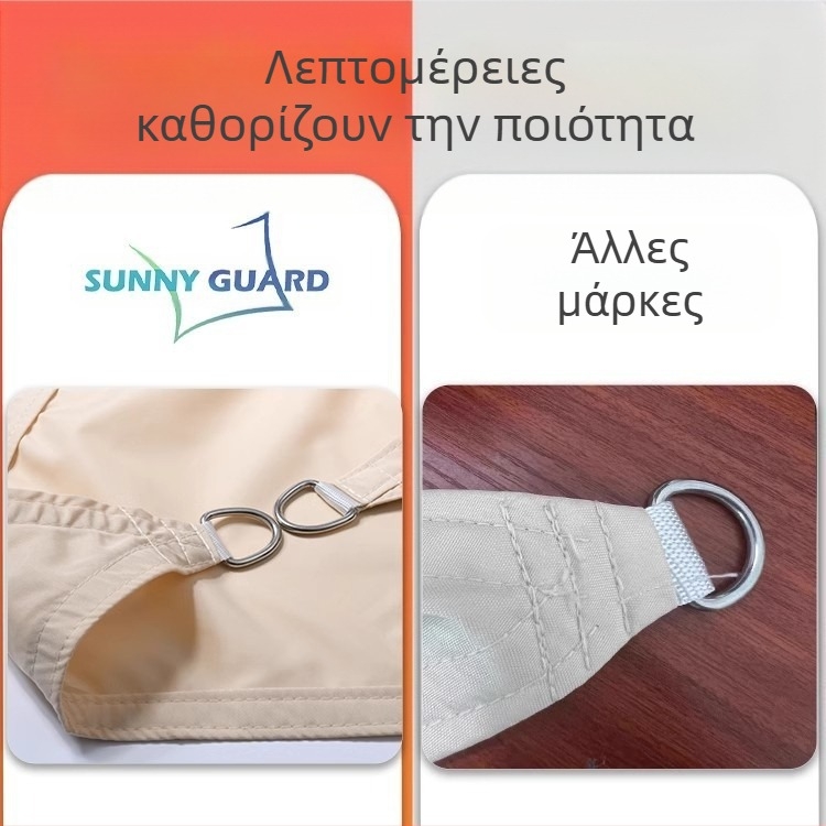 Υπαίθριο πανί σκίασης - τετράγωνο σχήμα, πολυεστερικό ύφασμα, αδιάβροχο 500-1000