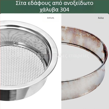 Ανοξείδωτο κόσκινο εδάφους, αποσπώμενο κόσκινο κομπόστ, για οικιακή κηπουρική, διαχωριστής ακαθαρσιών εδάφους