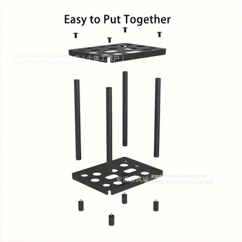 Μεταλλική ραφιέρα αποθήκευσης εργαλείων με επίστρωση πούδρας για γκαράζ/εξωτερική χρήση, θέσεις για φτυάρι και σκούπα