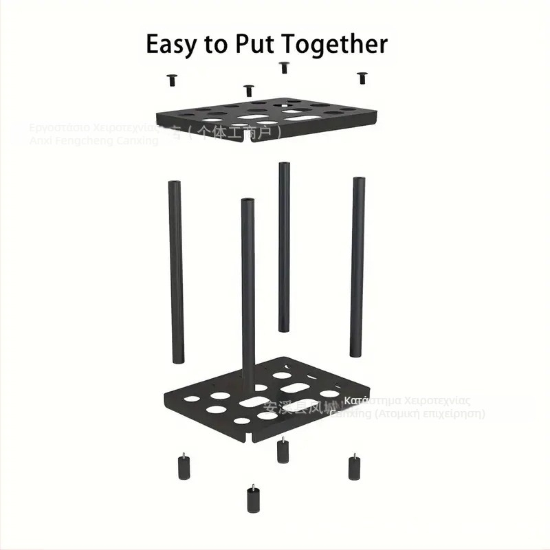 Μεταλλική ραφιέρα αποθήκευσης εργαλείων με επίστρωση πούδρας για γκαράζ/εξωτερική χρήση, θέσεις για φτυάρι και σκούπα