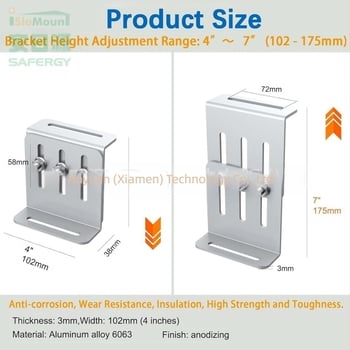 Βάση στερέωσης φωτοβολταϊκών πάνελ για επίπεδη οροφή RV και γιοτ – Αλουμινένιο κράμα, ρυθμιζόμενος Ζ-σχήματος σχεδιασμός, AS/NZS 1170.2 συμβατότητα, Βάρος 0,052 kg, Φινίρισμα: μικρή ανοδιοποίηση