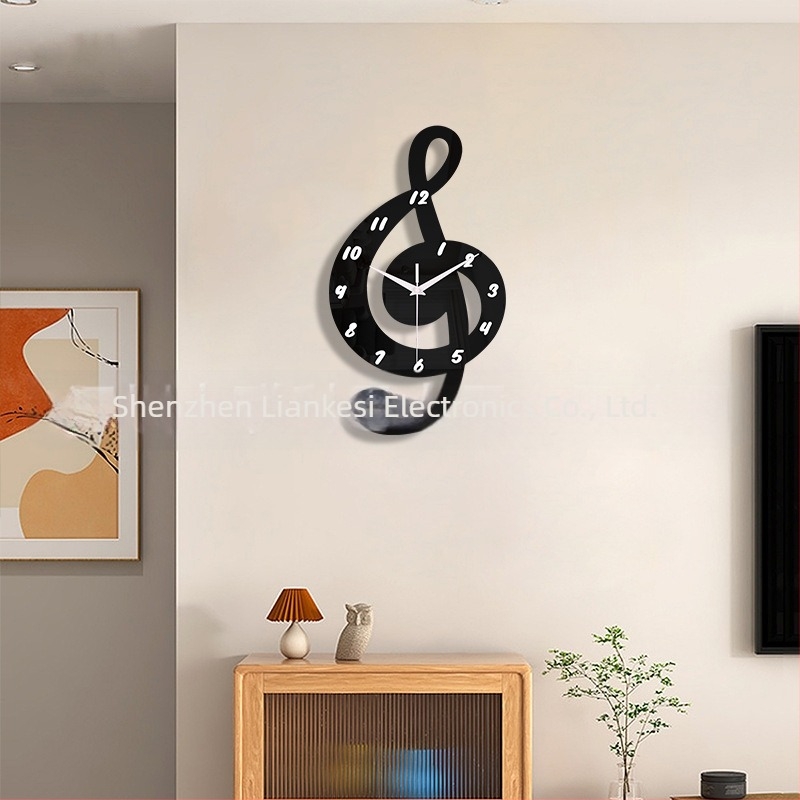 emoyo Ρολόι τοίχου, στρογγυλό ακρυλικό περίβλημα, σχέδιο με μουσική νότα, κίνηση Quartz με αθόρυβο βηματισμό, Μοντέλο 30503