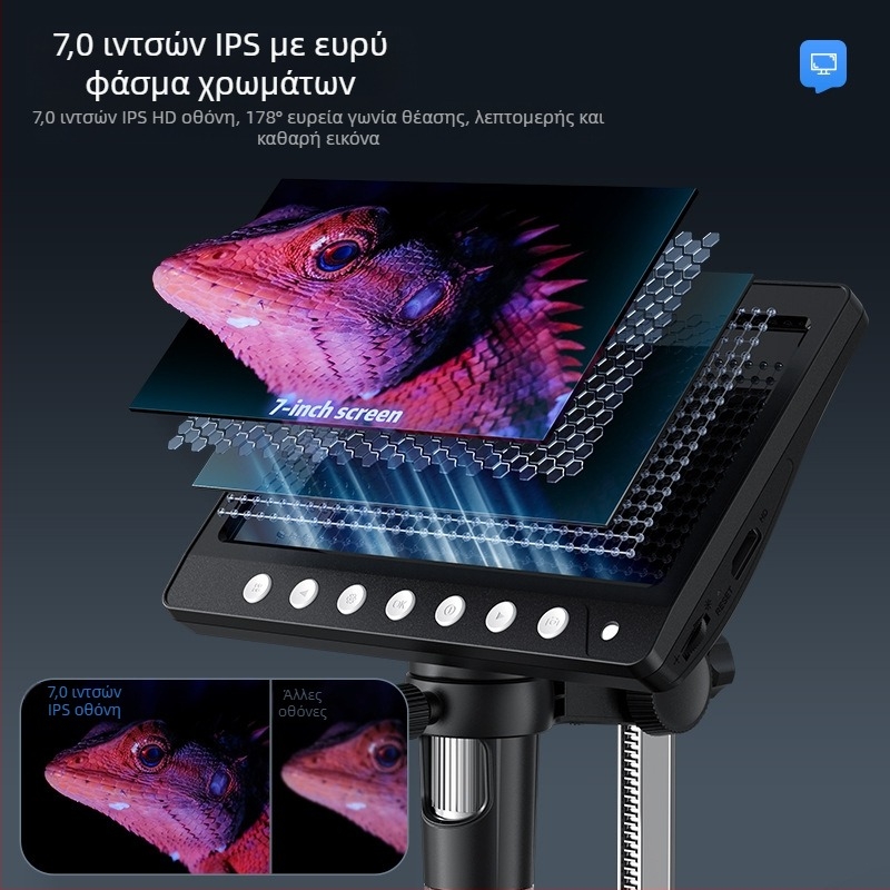 HDMI ψηφιακός μικροσκόπιο με ενσωματωμένη οθόνη, μεγέθυνση 100x, αισθητήρας 2 MP, φορητός σχεδιασμός για ηλεκτρονικά