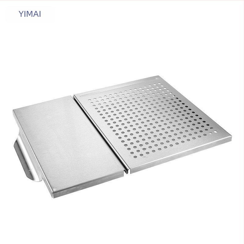 Τετράγωνη σχάρα μπάρμπεκιου από ανοξείδωτο ατσάλι 430, 2-σε-1 για ψήσιμο και λαχανικά, φορητή, εύκολη στον καθαρισμό, βάρος 1,08 kg