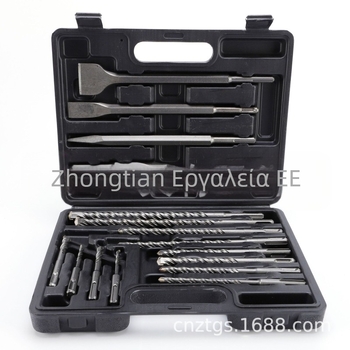 Σετ τρυπανιών κρούσης με κυκλικό άξονα, 17 τεμάχια, διπλό αυλάκι, για διάτρηση σε τοιχοποιία και σκυρόδεμα