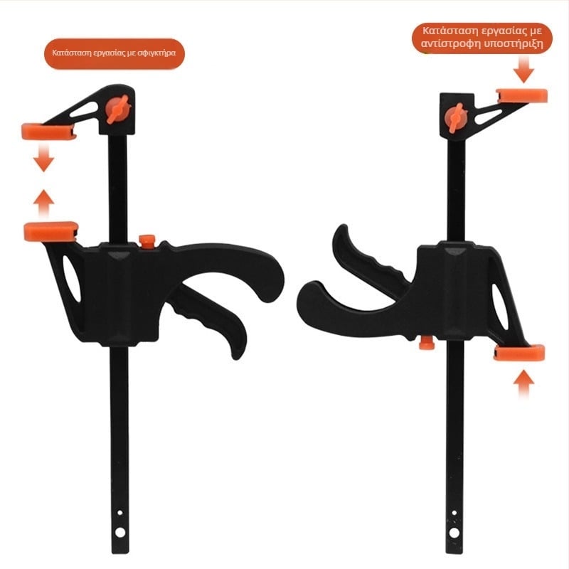 Σφιγκτήρας ξυλουργικός τύπου F με γρήγορη στερέωση σε ορθογώνια γωνία και μηχανισμό ενεργοποίησης για ισχυρό σφίξιμο