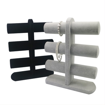 Τριόροφος πάγκος προβολής κοσμημάτων από φλάνελ – για βραχιόλια, ρολόγια και κολιέ, υψηλής ποιότητας