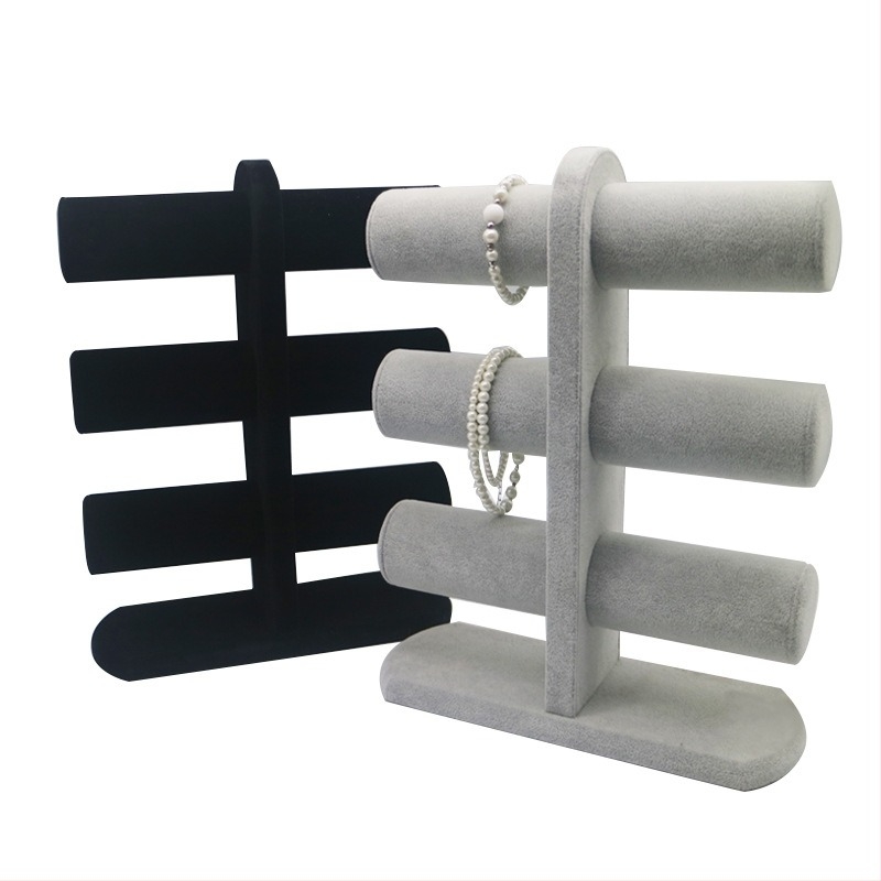 Τριόροφος πάγκος προβολής κοσμημάτων από φλάνελ – για βραχιόλια, ρολόγια και κολιέ, υψηλής ποιότητας