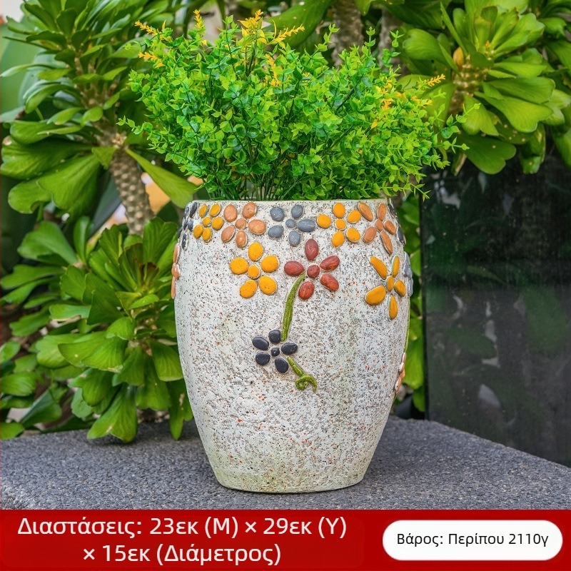 Πέτρινο γλαστράκι για εξωτερικό χώρο – βαμμένο, οξείδιο του μαγνησίου υψηλής αντοχής, Flower xiaoer