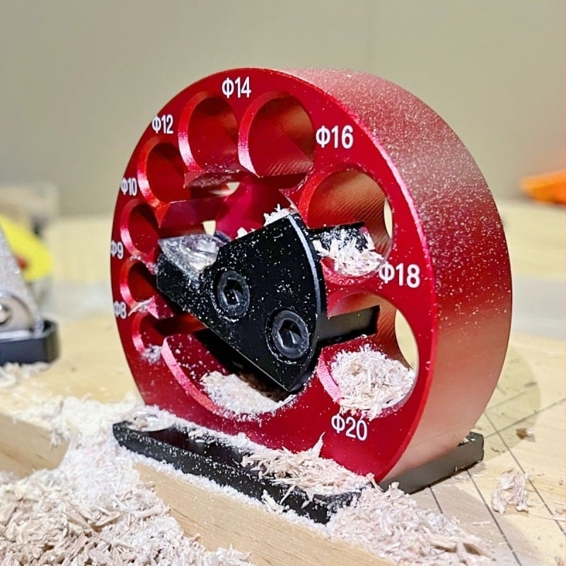 Εργαλείο ξυλουργικής – ρυθμιζόμενος κυκλικός 8-τρυπητός διαμορφωτής, ξύλινος σφήνας, κυκλικό και τετράγωνο κομμάτι ξύλου (Μάρκα Yibeisi, Κωδ. 0001)