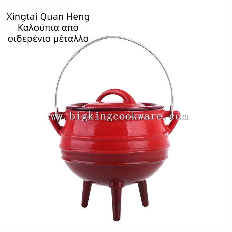 Τρίποδο κατσαρόλα από χυτοσίδηρο με κρεμαστό καλάθι, χωρίς επίχρισμα, μοντέλο BK-2913, χωρητικότητα άνω των 5 λίτρων