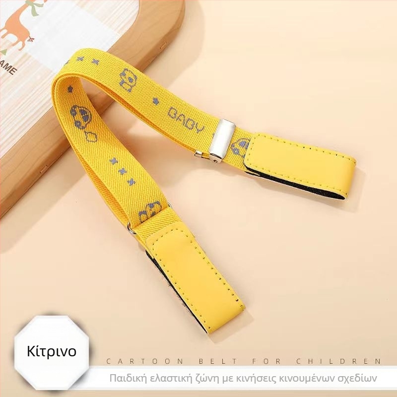Παιδική ζώνη από PU δέρμα με κούμπωμα Velcro, ελαστική, με σχέδιο καρτούν, πλάτος 2–4 cm