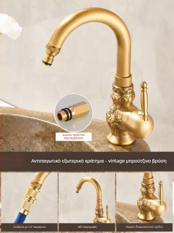 Εξωτερική βρύση κήπου – Σειρά Αντίκα (Ορείχαλκος, Ceramic Cartridge, Θερμοκρασία λειτουργίας 0–80°C)