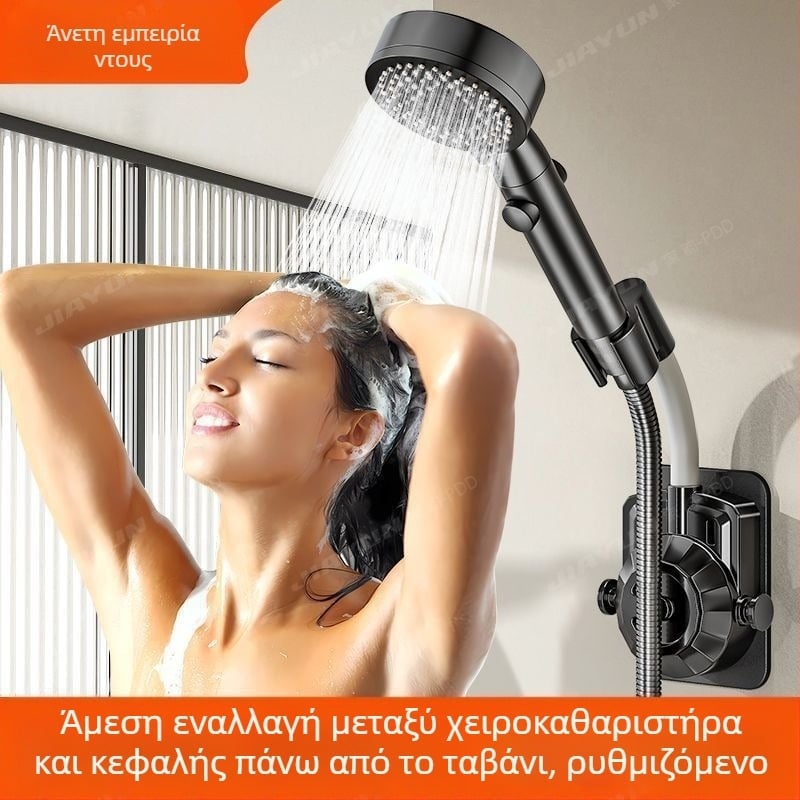 Χωρίς διάτρηση, καθολικό στήριγμα κεφαλής ντους με βεντούζα, ρυθμιζόμενη βάση μπάνιου, ABS υλικό, ηλεκτροπλατιωμένη επιφάνεια