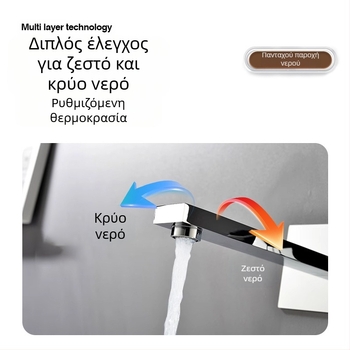 Κρυφό σετ ντουζ και μπαταρία νιπτήρα από χαλκό, τοίχου, κεραμικός δίσκος βαλβίδας, διπλή κατασκευή, ηλεκτροχρωμιωμένη επίστρωση