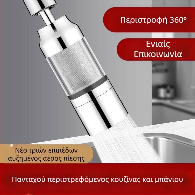 Φίλτρο βρύσης κουζίνας – κυλινδρική κεφαλή κατά των πιτσιλισμάτων, ανοξείδωτο ατσάλι, ματ φινίρισμα, περιστρεφόμενη εγκατάσταση, ενιαίος σχεδιασμός