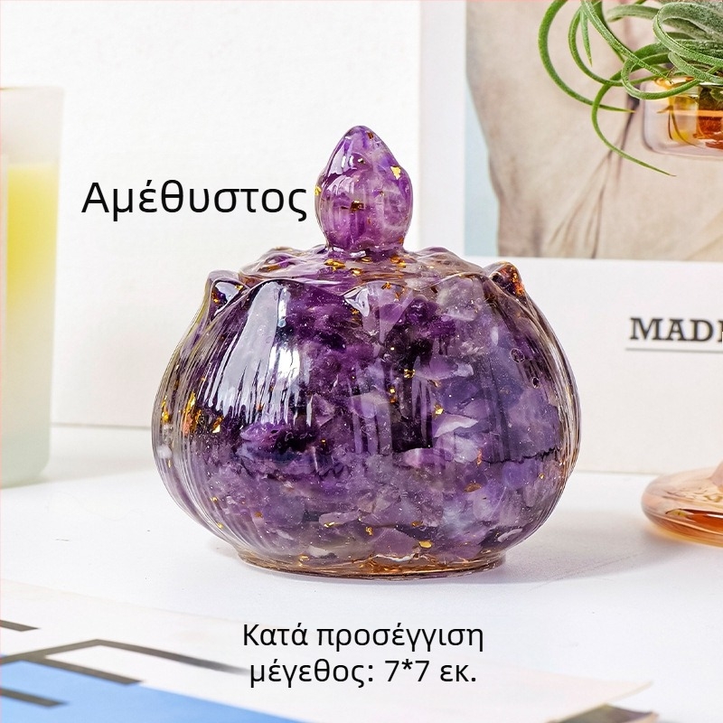 Apeng Crystal μπολ λωτού από εποξική ρητίνη με θραύσματα κρυστάλλων, κρυσταλλικό διακοσμητικό για διακόσμηση και αποθήκευση, μπολ αποδημαγνήτισης
