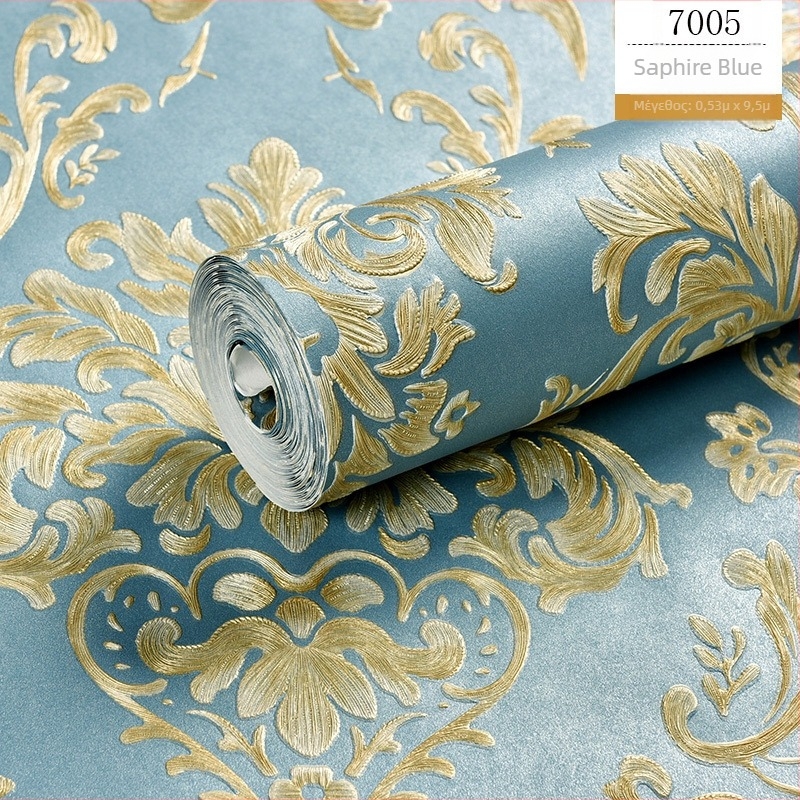 Ευρωπαϊκού στυλ 3D δαμασκικός μη υφαντός ταπετ για υπνοδωμάτιο και σαλόνι, φόντο τηλεόρασης, εκτυπωμένο μοτίβο, κομψός σχεδιασμός