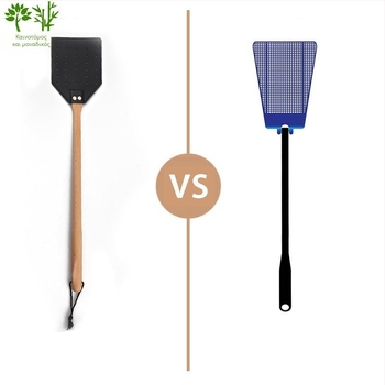 Δερμάτινη σκούπα για μύγες με κυκλική ξύλινη κεφαλή και μακριά λαβή από σημύδα — βαριά κατασκευή, μη τοξική, δυνατή προσαρμογή