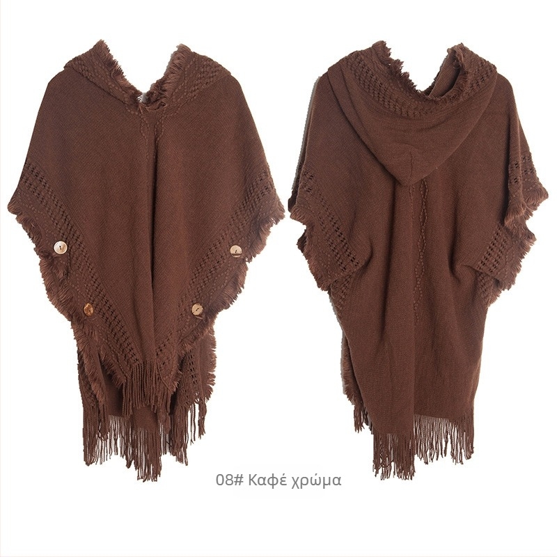 Γυναικεία πλεκτή κάπα με κουκούλα – ελαφριά ακρυλική/ψεύτικη γούνα, μονοχρωμο σχέδιο, προστασία από τον ήλιο, κατάλληλη για καλοκαίρι, άνοιξη και φθινόπωρο, στυλ κάπα pull-over