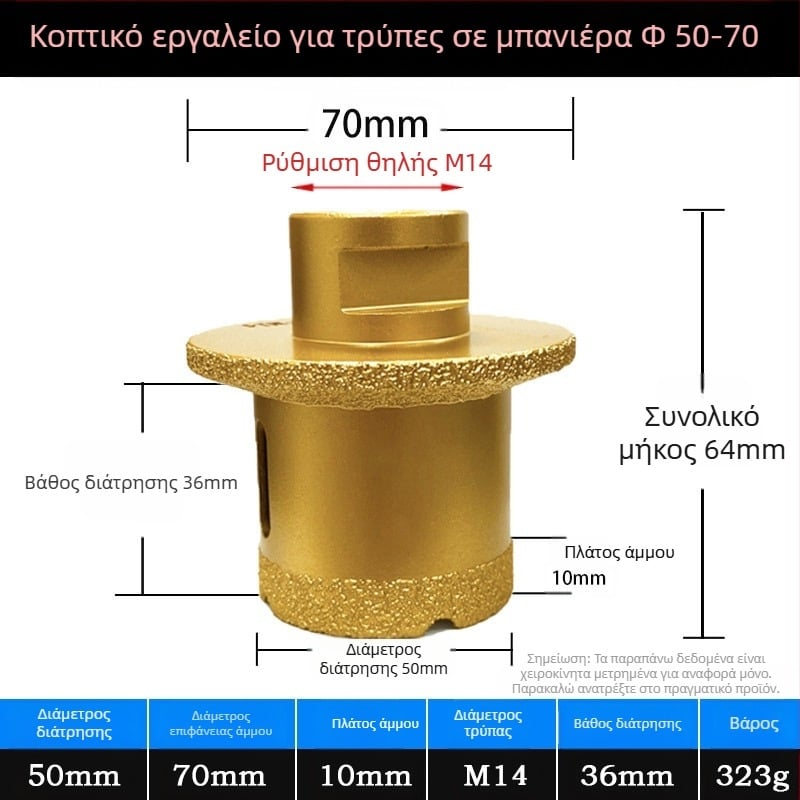 Meier Shield MH0189 Διαμαντένιος γωνιακός τροχός για διάτρηση οπών σε πέτρινα/κεραμικά επιφάνειες πάγκων — Διαδικασία συγκόλλησης, κατάλληλο για επεξεργασία πέτρας