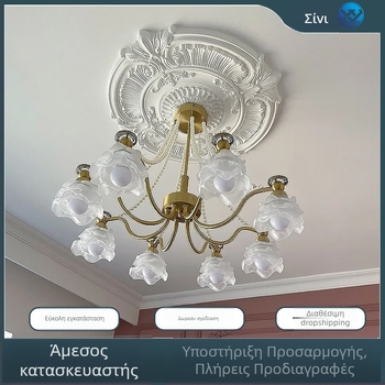 Πάνελ λαμπτήρα PU με κυκλικό δίσκο οροφής σε γαλλικό στυλ για ευρωπαϊκού τύπου πολυέλαιο (Υλικό: PU; Μοντέλο: BQ-XY-; Στυλ: ανάγλυφος, μινιμαλιστική σύγχρονη, ελαφριά πολυτέλεια)