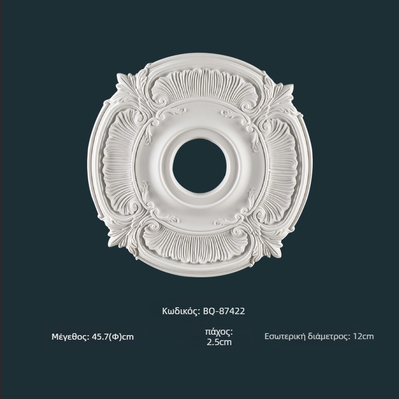 Πάνελ λαμπτήρα PU με κυκλικό δίσκο οροφής σε γαλλικό στυλ για ευρωπαϊκού τύπου πολυέλαιο (Υλικό: PU; Μοντέλο: BQ-XY-; Στυλ: ανάγλυφος, μινιμαλιστική σύγχρονη, ελαφριά πολυτέλεια)