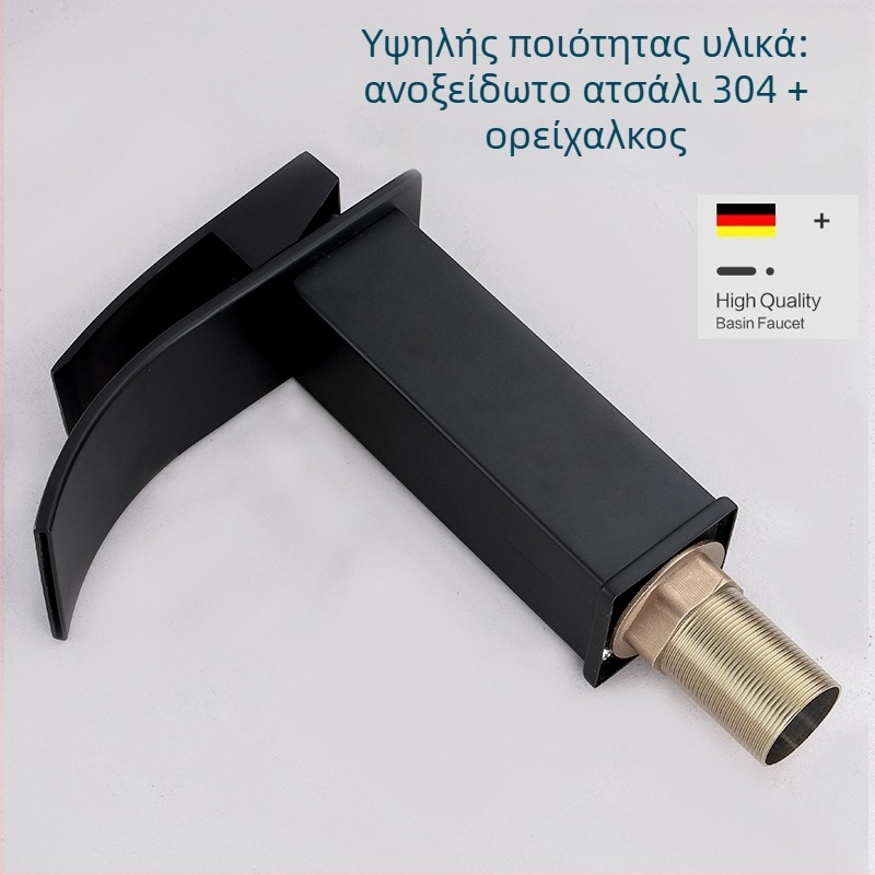 Αναμεικτική βρύση νιπτήρα, από ανοξείδωτο ατσάλι 304, κεραμικός μηχανισμός βαλβίδας, μονοτρυπητή εγκατάσταση, συνδέσεις 1/2'', θερμοκρασία λειτουργίας 0–90°C