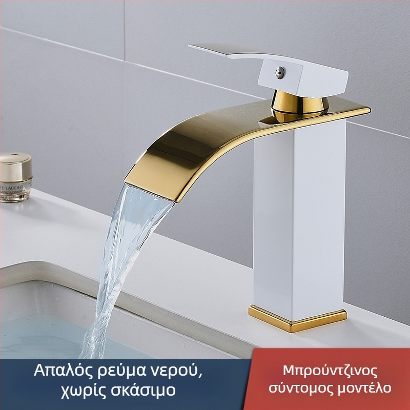 Αναμεικτική βρύση νιπτήρα, από ανοξείδωτο ατσάλι 304, κεραμικός μηχανισμός βαλβίδας, μονοτρυπητή εγκατάσταση, συνδέσεις 1/2'', θερμοκρασία λειτουργίας 0–90°C
