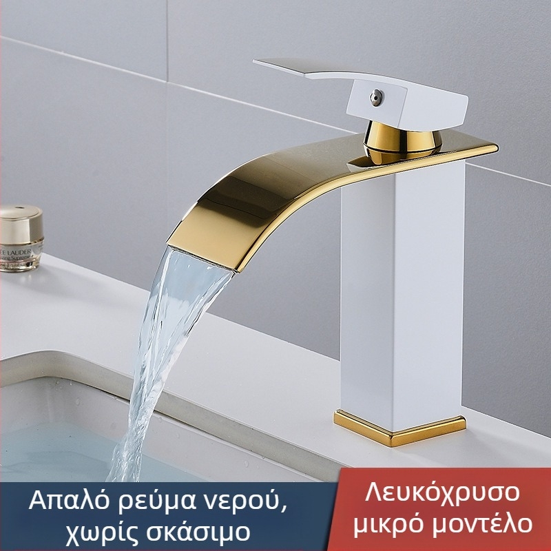 Αναμεικτική βρύση νιπτήρα, από ανοξείδωτο ατσάλι 304, κεραμικός μηχανισμός βαλβίδας, μονοτρυπητή εγκατάσταση, συνδέσεις 1/2'', θερμοκρασία λειτουργίας 0–90°C