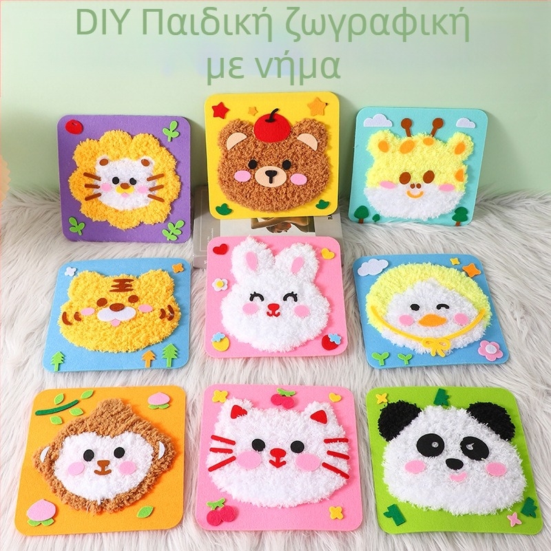 Χειροποίητο DIY σετ ραφτικής για παιδιά – ύφασμα, θεμα κοριτσάκι καρτούν, εκπαιδευτικό παιχνίδι, ηλικίες 4–6 ετών