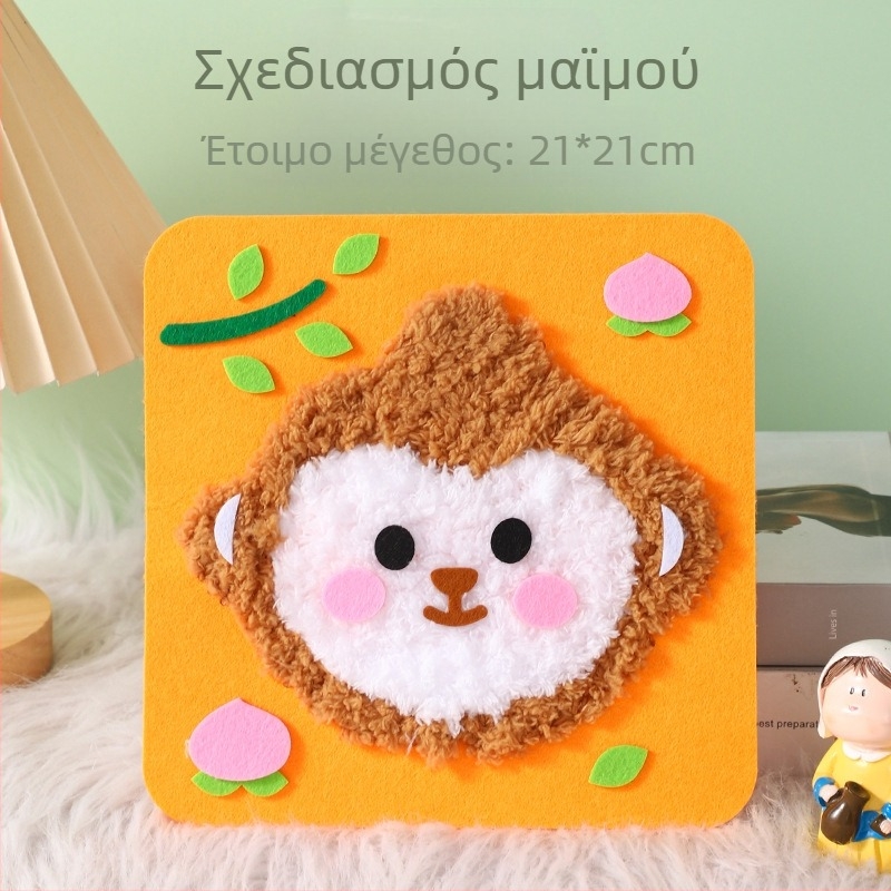 Χειροποίητο DIY σετ ραφτικής για παιδιά – ύφασμα, θεμα κοριτσάκι καρτούν, εκπαιδευτικό παιχνίδι, ηλικίες 4–6 ετών