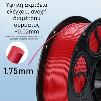 PLA μεταξωτό νήμα για 3D εκτύπωση — κυκλική διατομή, δισκοειδής εμφάνιση, πυκνότητα 1.26-1.40 g/cm3