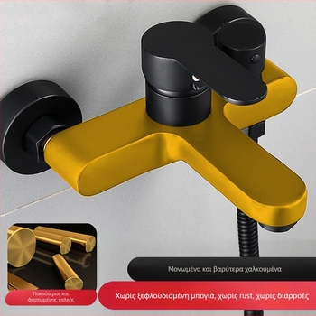 Μπάνιο με τριπλό μίκτη βρύσης και πλευρικό άνοιγμα, σώμα από ορείχαλκο, κεραμικός δίσκος βαλβίδας, μοντέλο 8889, τοίχο-εγκατάσταση