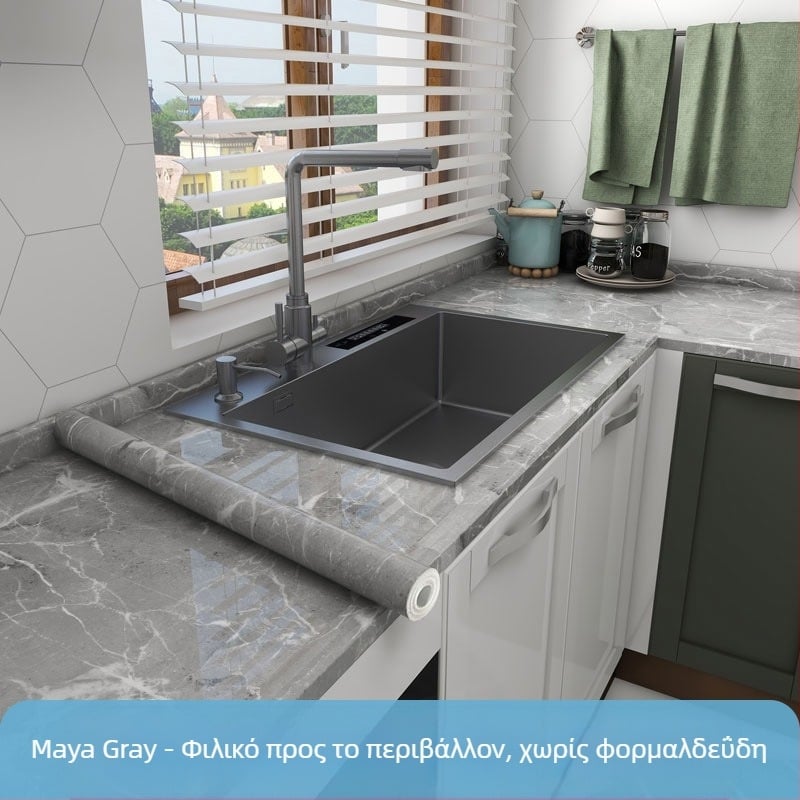 Αυτοκόλλητο τοίχου κουζίνας από PET, αδιάβροχο, ανθεκτικό σε λιπαρά και υψηλές θερμοκρασίες, μαρμάρινο σχέδιο, αυτοκόλλητο, 1 τεμάχιο, χωρίς φορμαλδεΰδη