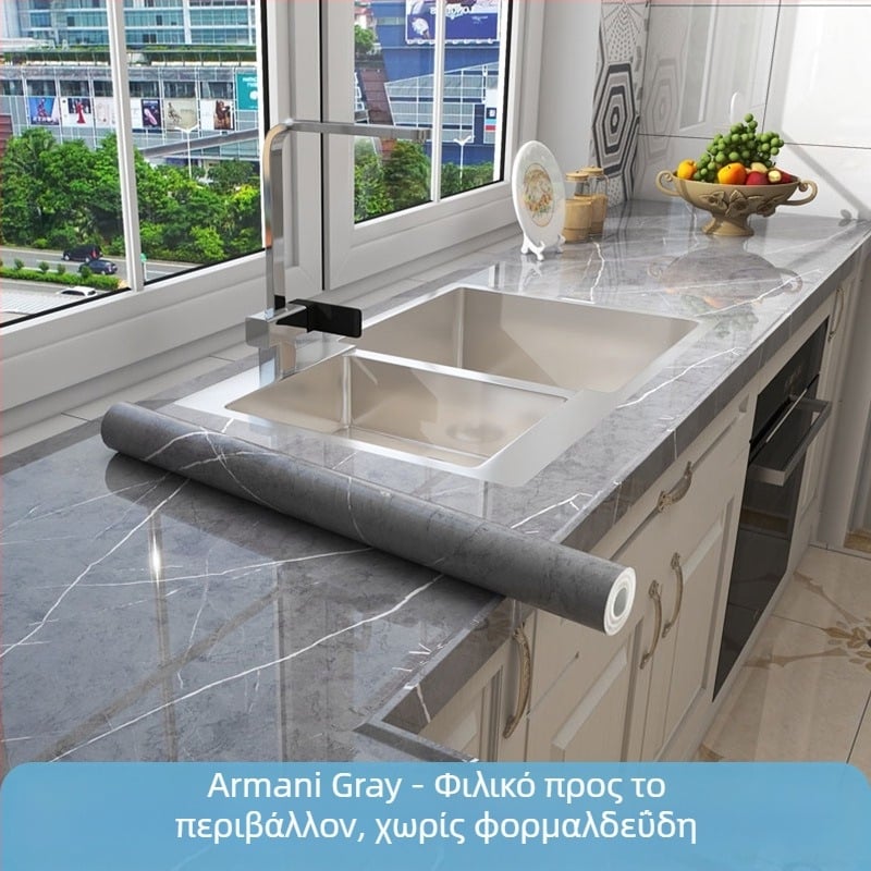 Αυτοκόλλητο τοίχου κουζίνας από PET, αδιάβροχο, ανθεκτικό σε λιπαρά και υψηλές θερμοκρασίες, μαρμάρινο σχέδιο, αυτοκόλλητο, 1 τεμάχιο, χωρίς φορμαλδεΰδη