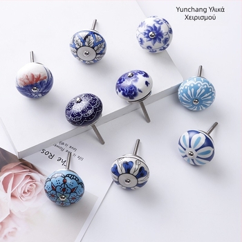 Yunchang στρογγυλή κεραμική λαβή για ντουλάπες και συρτάρια — μοντέρνος μινιμαλιστικός στυλ, ελαφρύς πολυτελής χαρακτήρας; υλικό κεραμικό; επίστρωση ηλεκτροπλατίωσης; μάρκα Yunchang Hardware.