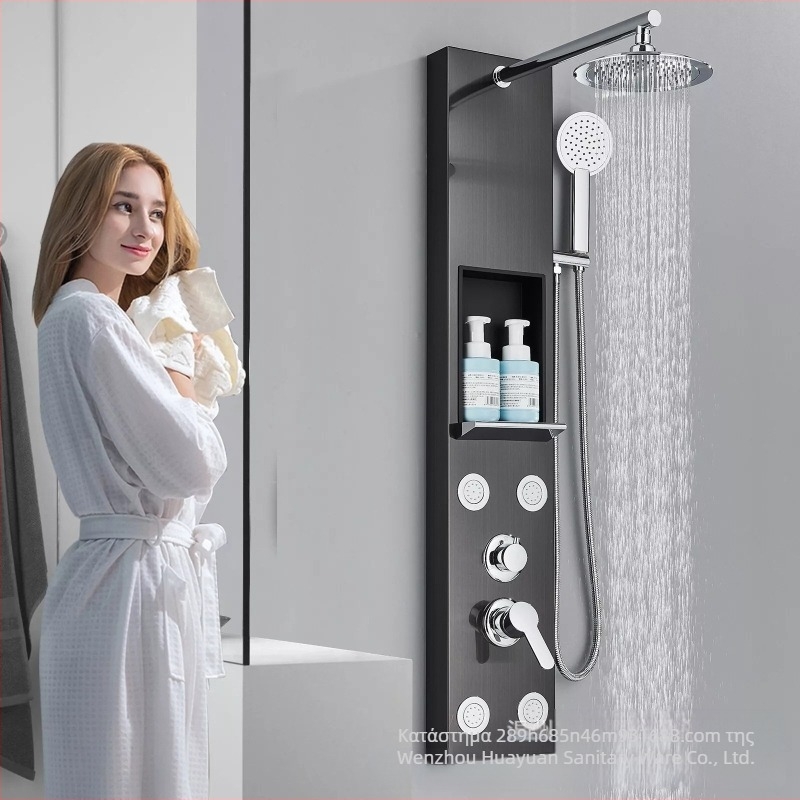 Σύστημα ντους από ανοξείδωτο ατσάλι με ψηφιακή οθόνη, LED φωτισμό, αυτόματη πλήρωση, βροχή, κρυφό εγκατάσταση στον τοίχο