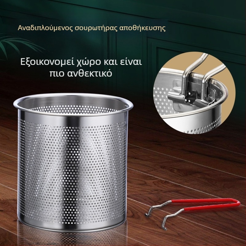 Τηγάνι τηγανίσματος από ανοξείδωτο ατσάλι – All-in-One οικιακό, χωρίς επίστρωση, με βάση ένα και μεταλλικό καπάκι, συμβατό με γενική εστία