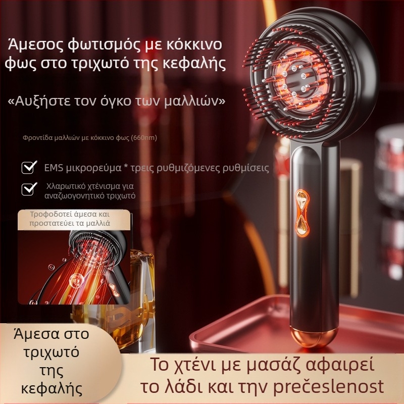 Ηλεκτρική EMS πολυλειτουργική χτένα μασάζ για ανάπτυξη μαλλιών με λέιζερ, μασάζ κεφαλής, μοντέλο HG01, καθολική συμβατότητα, 3 ρυθμίσεις, κυκλοφόρησε το 2025.
